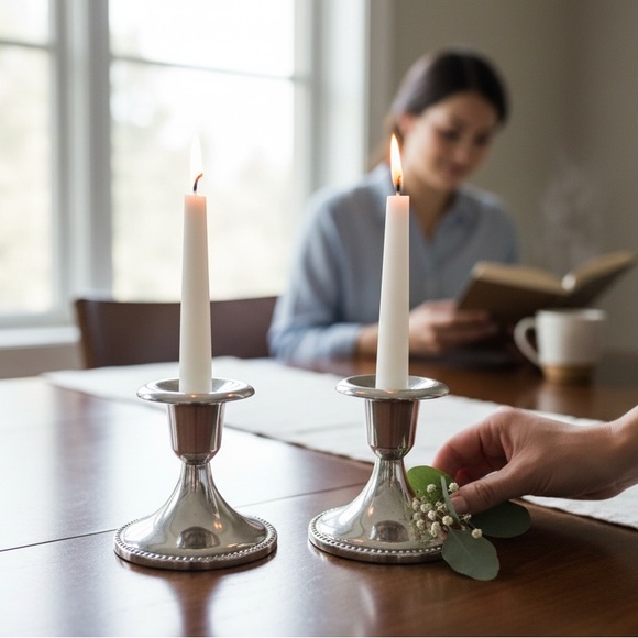Elegant Silver Candle Holders - Picture 2 of 4